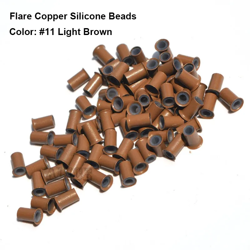 Flare Silicone Copper Micro Links 4.03.06.0MM Copper Micro Beads Hair Extensions Copper Tubes Dreadlock Beads Rings