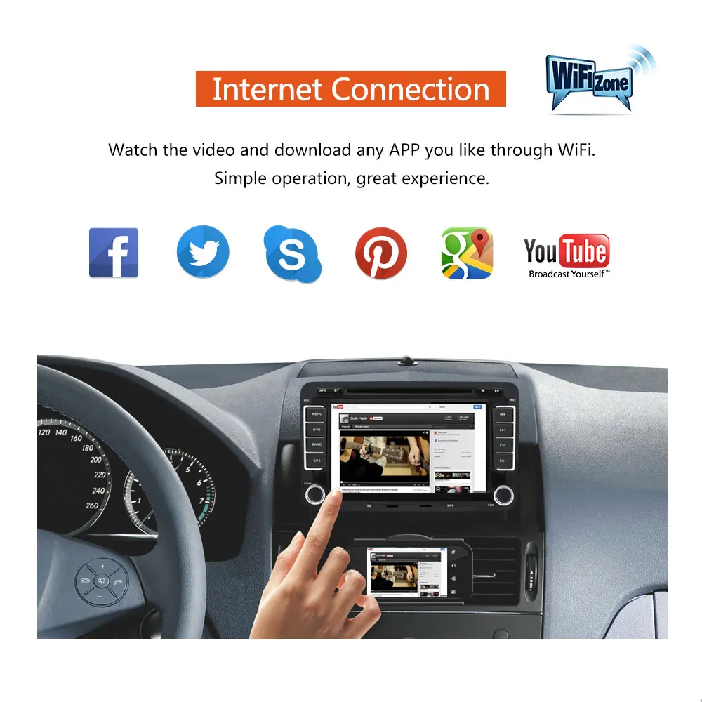 Excellent Hikity Android Multimedia player 2 din Car Radio GPS Navigation Autoradio WIFI DVD For Volkswagen//Passat/POLO/GOLF/Skoda Ster 1