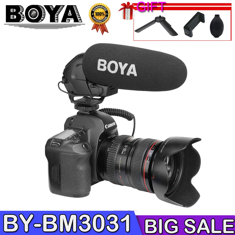 

BOYA BY-BM3031 Microphone Supercardioid Condenser Interview Capacitive Mic Camera Video Mic for Canon Nikon Sony DSLR Camcorder