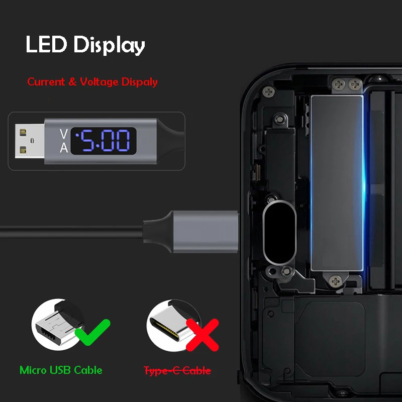 Кабель Micro USB 3A (макс.) с отображением напряжения и тока быстрая зарядка