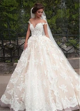 Fantastic Tulle Bateau Neckline Ball Gown Wedding Dresses With Lace Appliques Champagne Lace Bridal Gowns Fantastic Tulle Bateau Neckline Ball Gown Wedding Dresses With Lace Appliques Champagne Lace Bridal Gowns