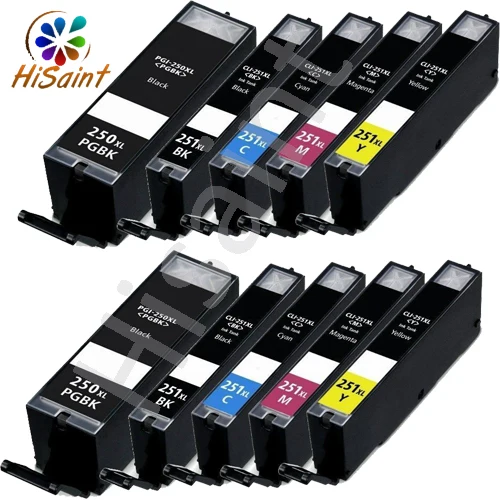 

2015New [ Hisaint] 10 Ink Cartridges PGI-250XL CLI-251XL for CANON Pixma MG5420 MG5520 MX722 MX922