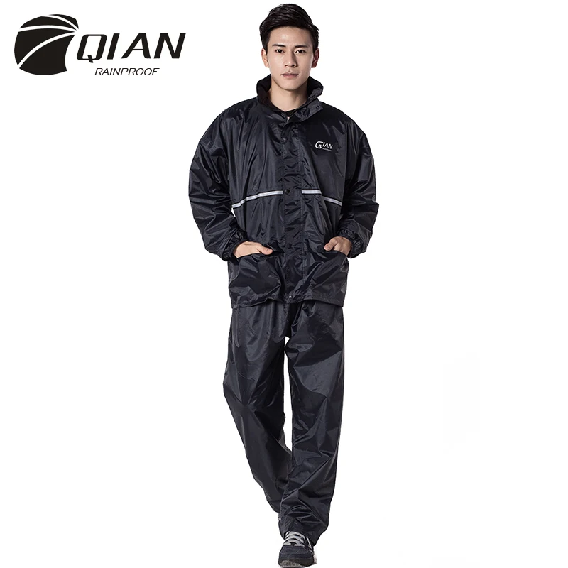 

QIAN RAINPROOF Professional Adult Outdoor Raincoat Multifunctional Waterproof Pocket Mesh Lining Reflective Tape Design Raingear