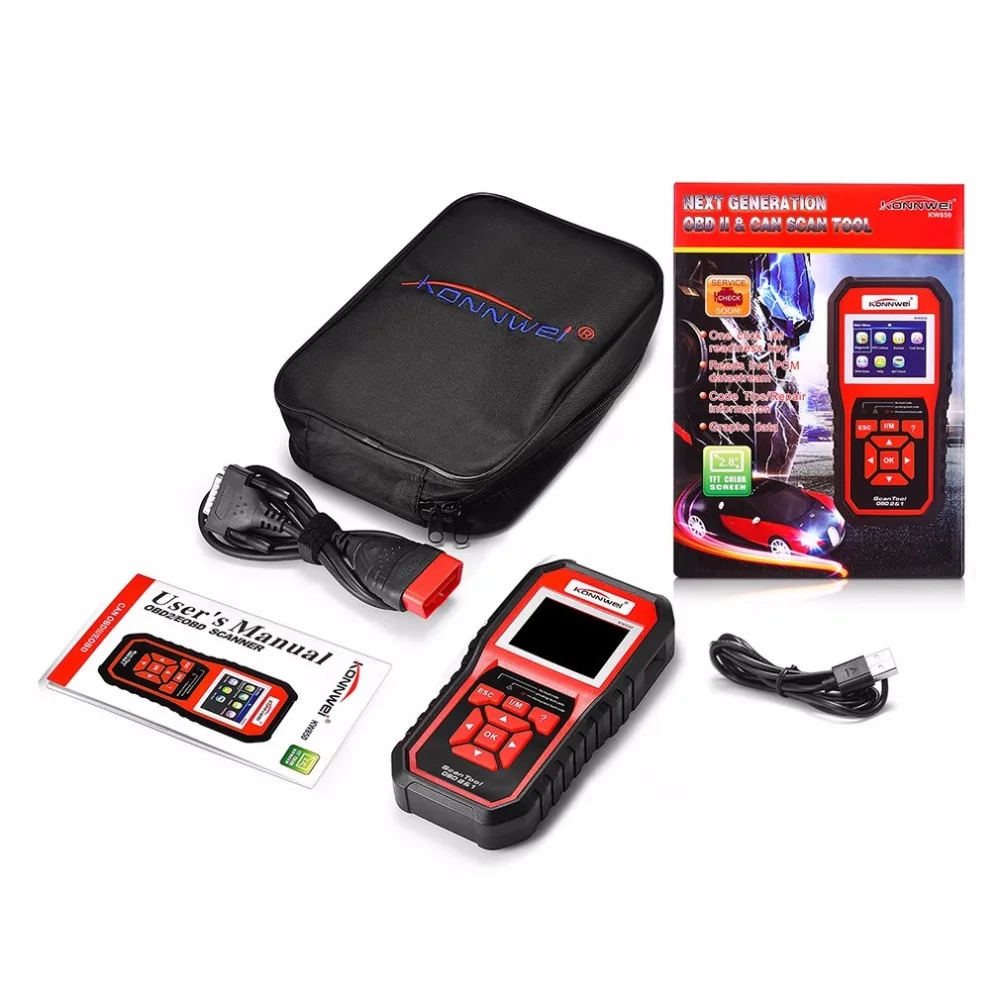 KONNWEI KW850 OBDII Автомобильная Марка EOBD сканер устранения неисправностей для вождения