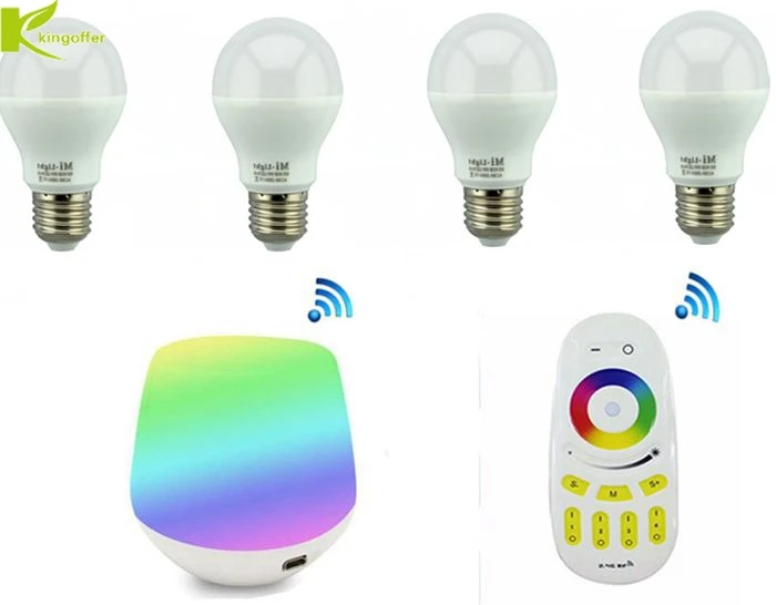 

4pcs Milight LED RGBCW RGBWW RGBCCT Bulb 6W E27 Base Lamp AC85-265V 4 Zone RF Wireless Remote Control& Wifi iBox Controller