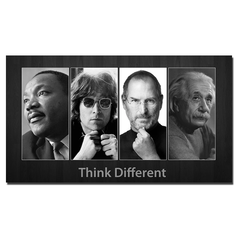 

Think Different Martin Luther King John Lennon Steve Jobs and Albert Einstein Poster Canvas Painting Wall Art For Living Room