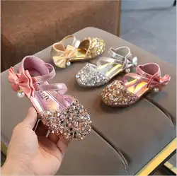 Весна-лето 2019 новые тонкие туфли для девочек принцесса детская обувь корейские пайетки девочки детская обувь Bean Shoes