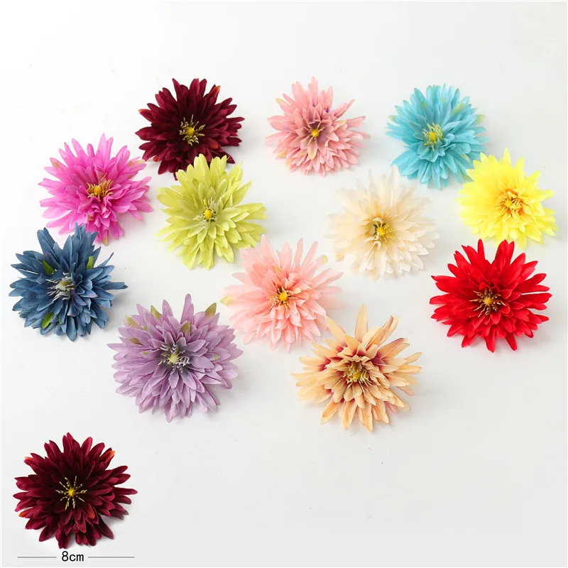 Новые 10 искусственных цветов 8 см шелковые хризантемы Свадебные вечерние украшения для дома DIY ВЕНОК скрапбук Подарочная коробка ремесла