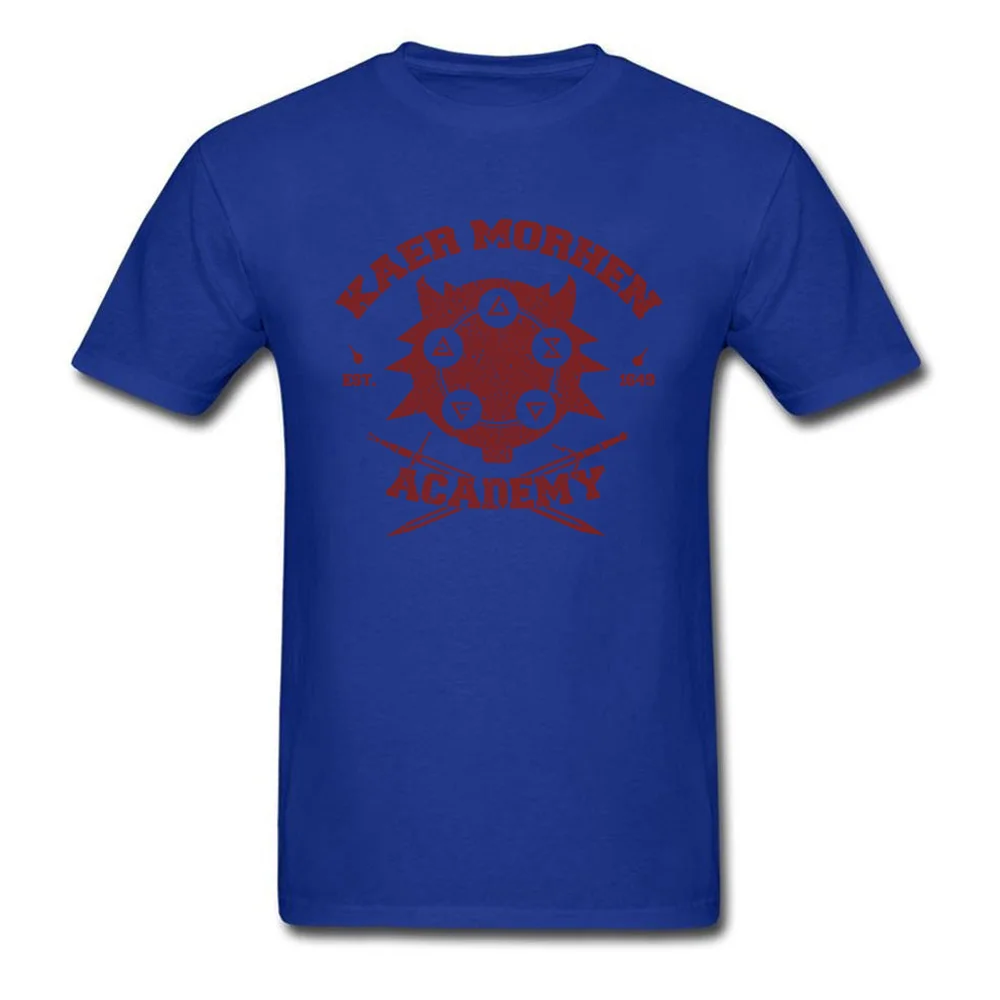 Printed T-Shirt Funny Crew Neck Kaer Morhen Academy 100% Cotton Men Tees Design Short Sleeve Tee Shirts Wholesale Kaer Morhen Academy blue
