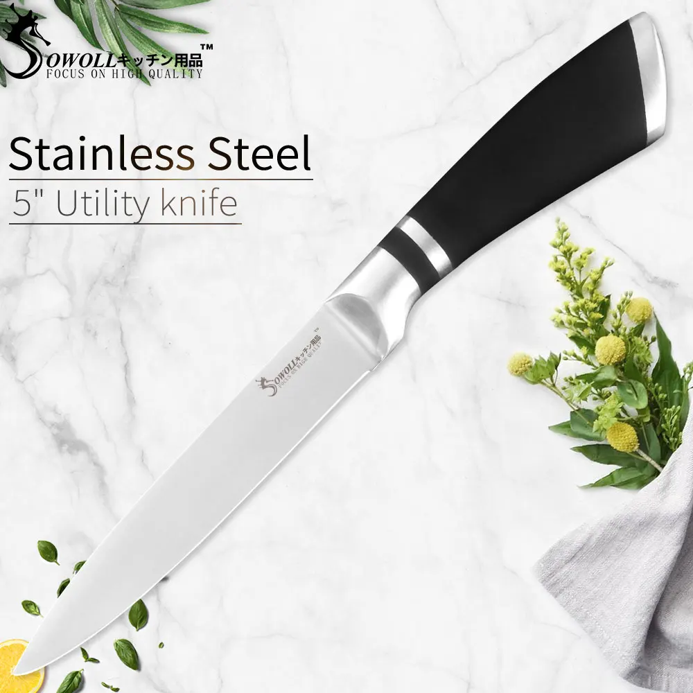 Кухонный нож Sowoll, наборы японских ножей из нержавеющей стали, нож шеф-повара для нарезки хлеба, японский нож для стейка, нож для приготовления фруктов - Цвет: E 5 inch Utility