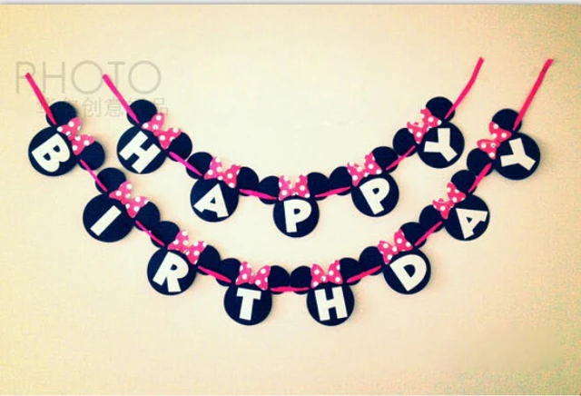 minnie happy birthday handmade paper flags bunting banner for birthday party decoration supplies home decoration - Party Decoration Stores minnie happy birthday handmade paper flags bunting banner for birthday party decoration supplies home decoration - Party Decoration Stores