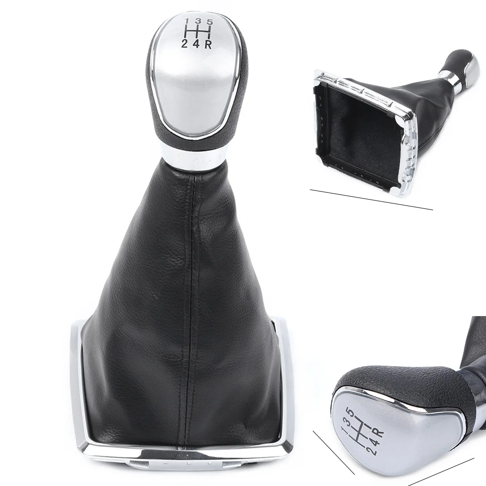 5 Speeds Car Manual Gear Shifter Knob Stick w/ Gaiter Boot Cover Fits