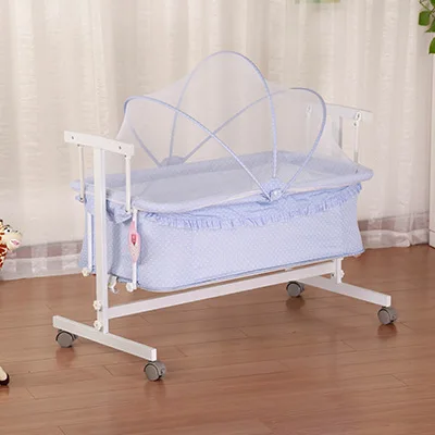 

Multifunctional Baby Cradle Rolling Wheel Breathable Baby Bed Swing Baby Cribs Bed With Mosquito net C01