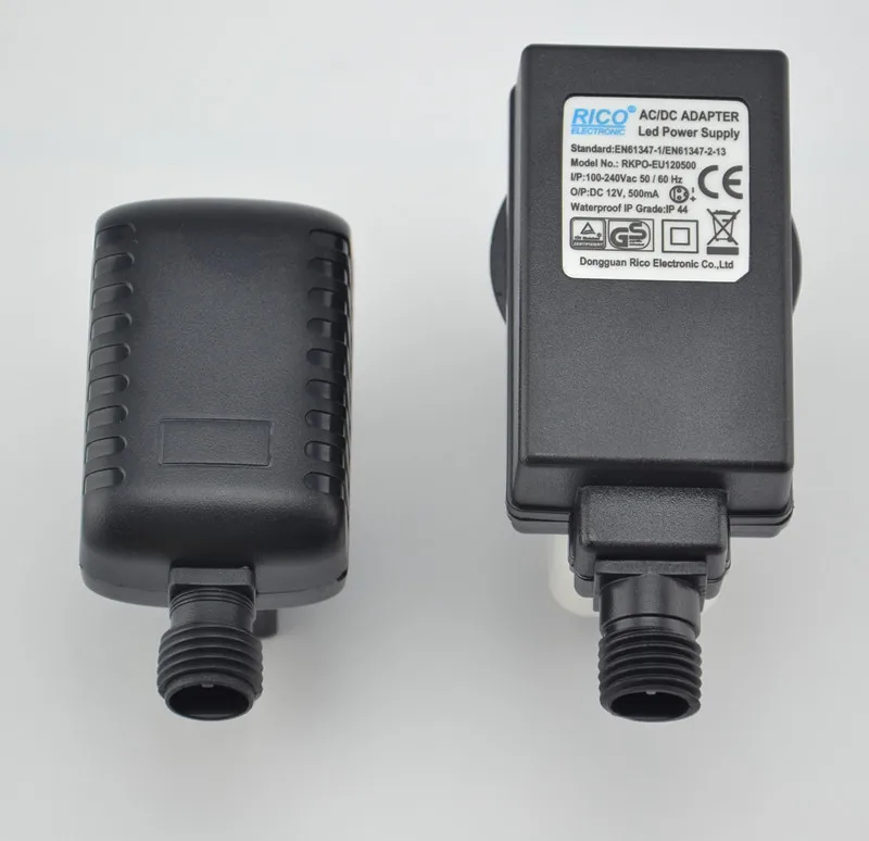 Hot PVC LED Outdoor Light IP44 Waterproof Power Supply Adapter AC 100V 240V DC 12V 0.5A EU US