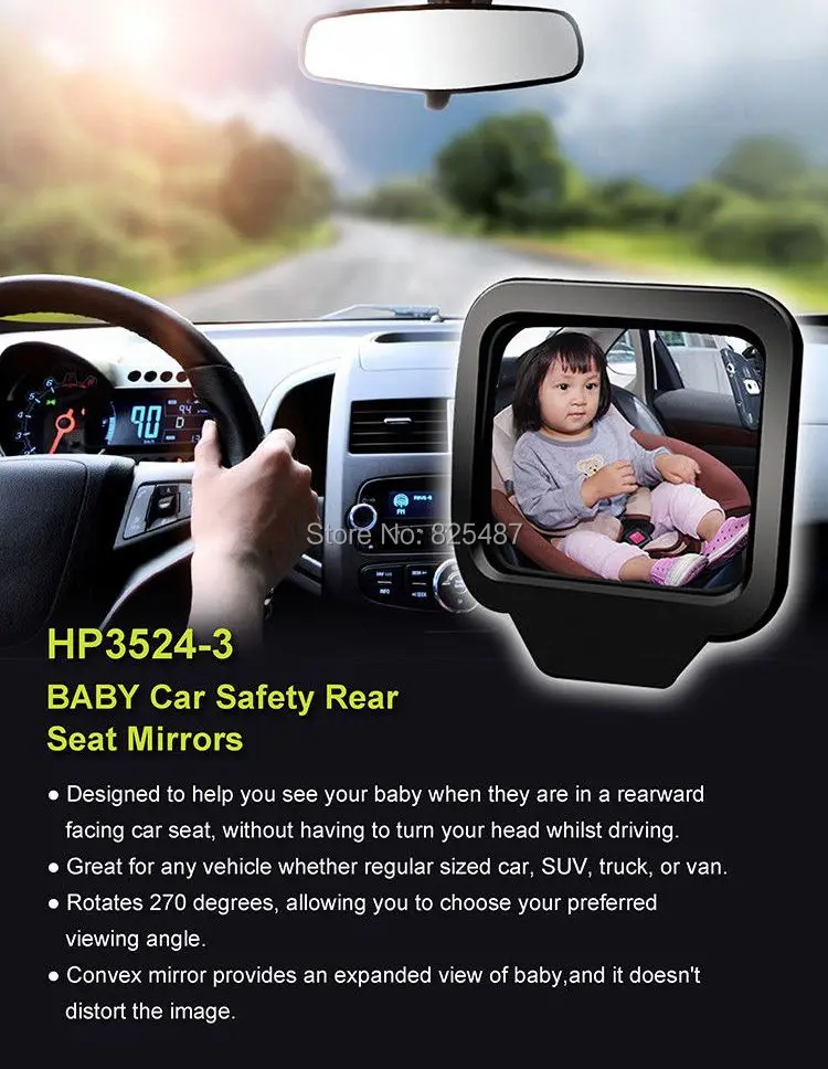 

Adjustable Car Baby Child Back Seat Rear View Safety Mirror With Magnetic Black Car Back Seat Baby View Mirror