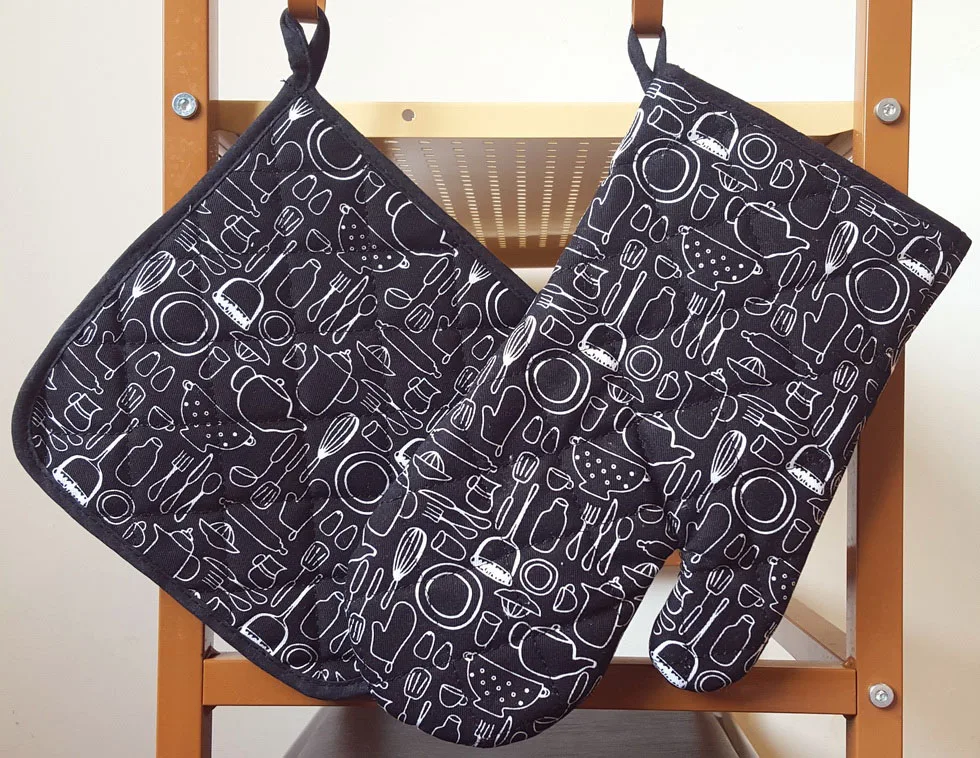 Oven Mitt And Pot Holder set 100% Cotton printing quilted liner Cooking Tools Grill Microwave Baking Kitchen Glove