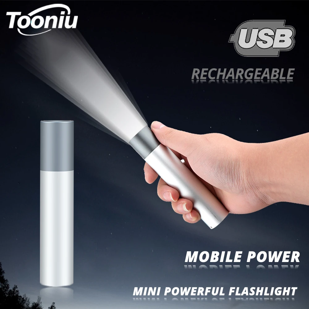 

USB Rechargeable Simple creative LED Flashlight Aluminum alloy focus 3 lighting modes 200 meters illumination distance