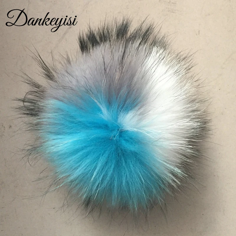 Меховые помпоны с помпоном DANKEYISI 5 шт. три цвета 13-14 см из натурального меха енота