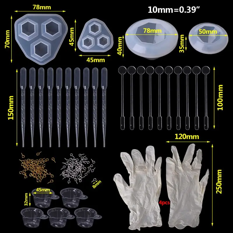 Эпоксидный каучуковый комплект объемные силиконовые формы геометрические ювелирные изделия ожерелье кулон инструменты перчатки
