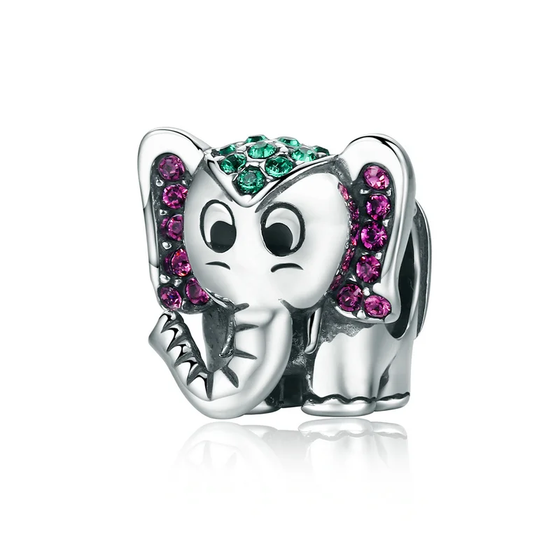 

Jewyuer fine 100% 925 Sterling Silver Lucky Elephant Sparkling Animal charms fit Women beads Bracelet DIY Jewelry Gift MBE200