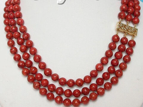 

Hot sell Noble- FREE SHIPPING>>>@@ Hot sale S>>>>>genuine 100% natural 3row red sponge coral necklace
