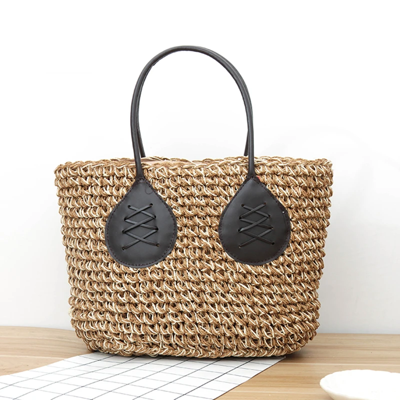

Fashion New Design 2018 Large Women Straw Bag Bohemian Summer Beach Bag Girls Shoulder Bag Shopping Tote Bolsas