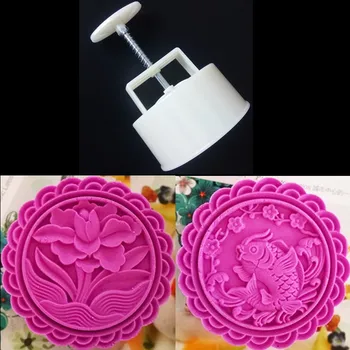

Giant Large Round 10 CM Plastic Cake Mold Hand Press Cake Plunger Tools 250g Fish Flower Stamp Kitchen Bakeware Supplies