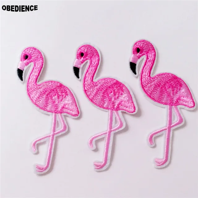 Obence 10pcs Cartoon Pink Flamingo Accessories Patch Bird Obence 10pcs Cartoon Pink Flamingo Accessories Patch Bird Embroidered Patches Iron On Clothes Badge Lique Sewing Fabric