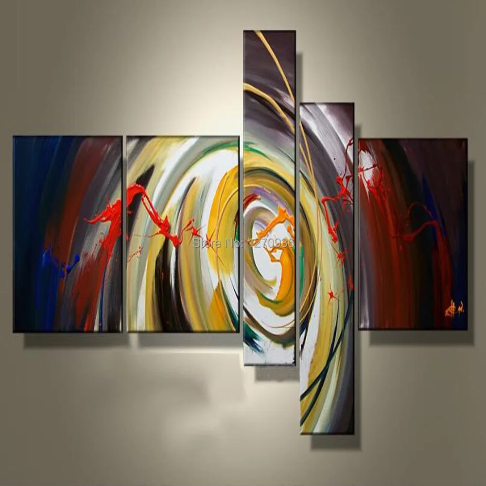 

Hand-painted Modern 5 pieces a Set Wall Artwork Hang Picture Handmade Modern Abstract Oil Paintings for Living Room Decoration