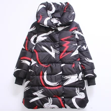 2017 hiver enfants de vêtements filles rembourré vestes imprimé longue section épaississent turn-down bébé fille manteaux pour les filles grands enfants