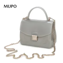 2016 sommer Mode Furly Süßigkeiten Mini Kette Tasche Qualität PVC Transparente Gelee Strand Taschen Niet Valentine Crossbody Taschen