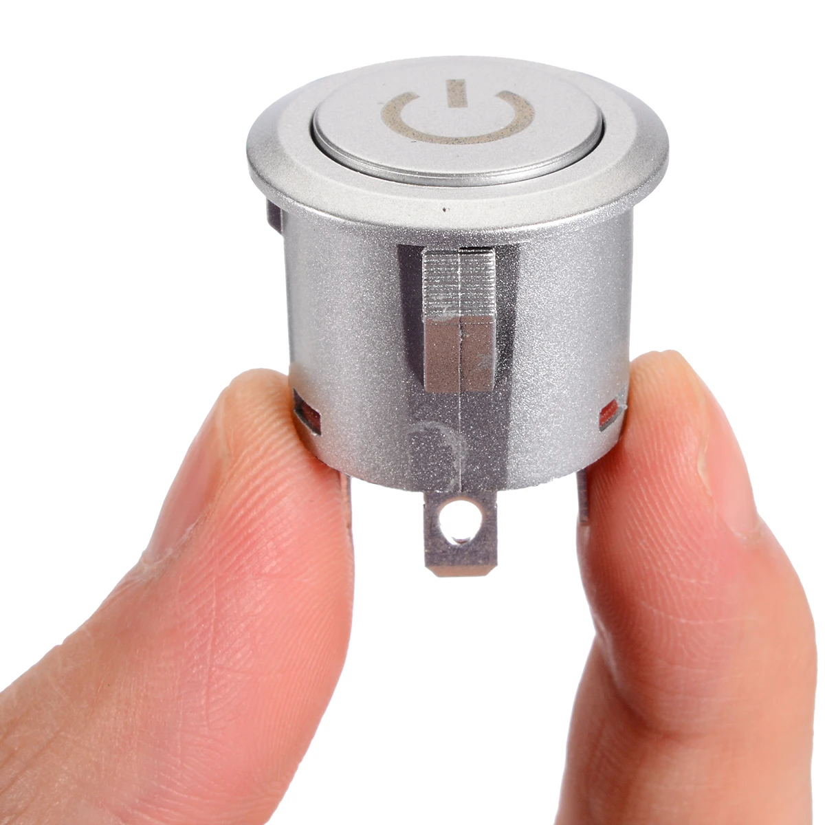 Mayitr 12V Red LED Autolock Power Button Push Button ON/Off Switch Latching 1NO 1NC Metal Push Button Switch with Power Symbol