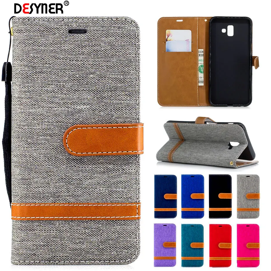 

Denim Mixed Colors Case For Samsung Galaxy J6 Plus 2018 J610F J610 SM-J610F PU Leather Wallet Leather Flip Cover Case