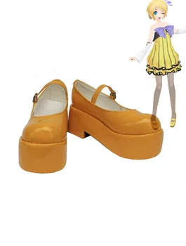 

Custom Made Japanese Anime Yellow Vocaloid Cute Kagamine Len Cosplay Shoes Boots For Christmas Halloween Party Birthday