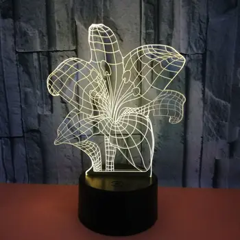 

Remote 3D LED USB Plants lily Flowers Shaped Decorative Bedroom Night Light Friends Gifts Multicolor Lamp Lighting Cable