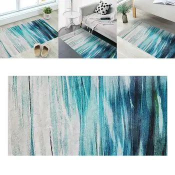 

European Style Simple Blue Sea Wave Pattern Wall Sticker Anti-slip Self-adhesive Carpet Floor Decel Mural for Kitchen Floor Wall
