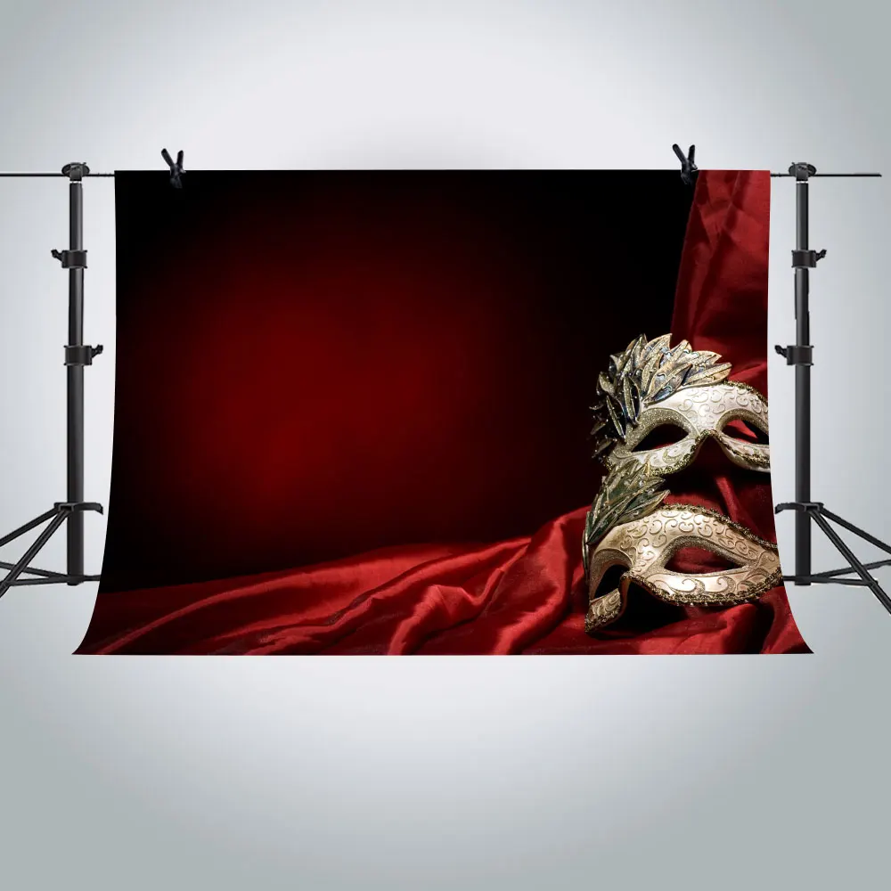 

MTMETY Masquerade Background Red Backgrounds Magic Mask for Fancy Dress Theme Party Photo Studio Props Backdrop