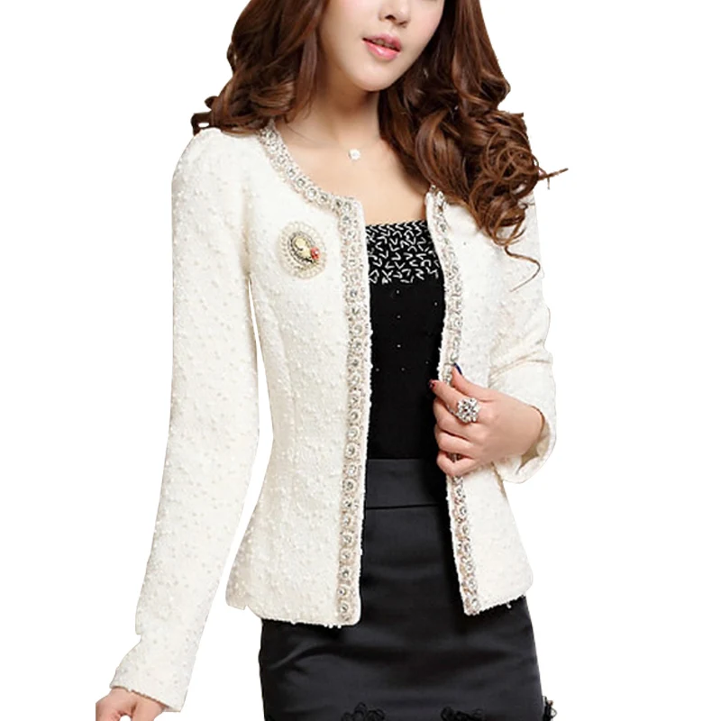 

2018 spring and autumn new women's Korean version of the coat beaded small fragrance style ladies fashion trend wild short coat