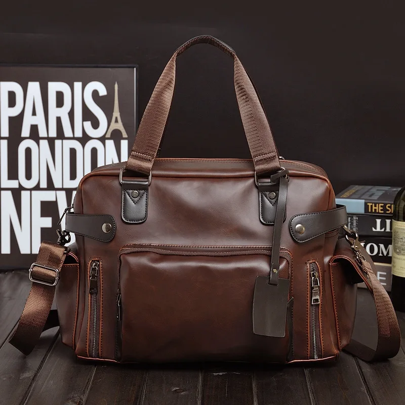 

2108New Male bag England Retro Handbag shoulder bag PU leather men messenger bags brand high quality men's travel crossbody bags