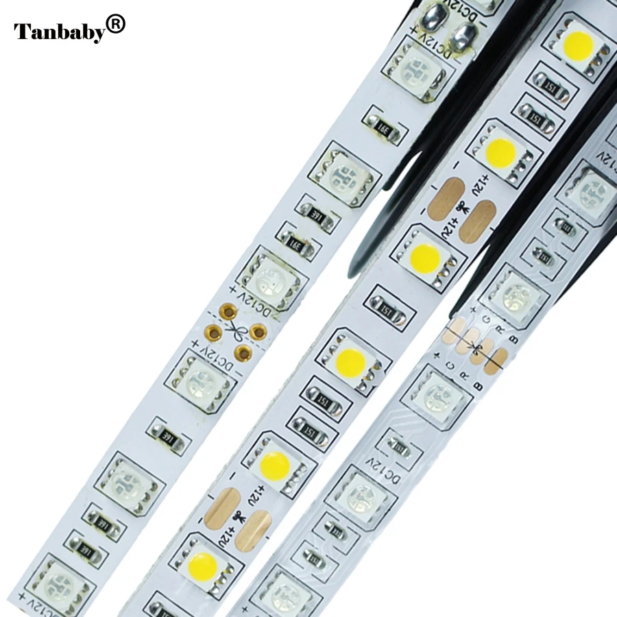 Светодиодные ленты 5050 не Водонепроницаемый DC12V 60 Светодиодный s/m 5 м/лот гибкий светодиодный светильник RGB 5050 Светодиодные ленты светодиодный лента для домашнего украшения лампы
