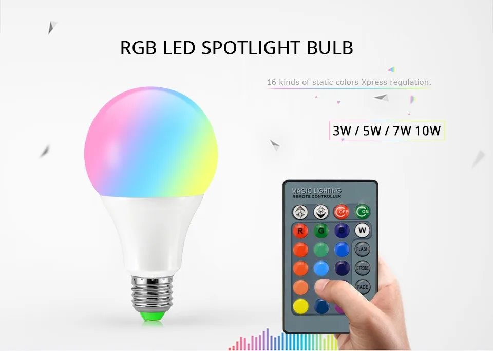 3 Вт 5 Вт 7 Вт 10 Вт RGB декоративный светодиодный ночник E27 E14 GU10 110 В 220 В светодиодный светильник с 24-клавишным пультом дистанционного управления цветной Домашний Светильник ing