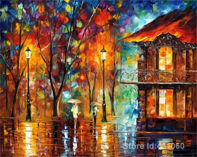 Palette knife oil painting rain energy modern art for home decor ...