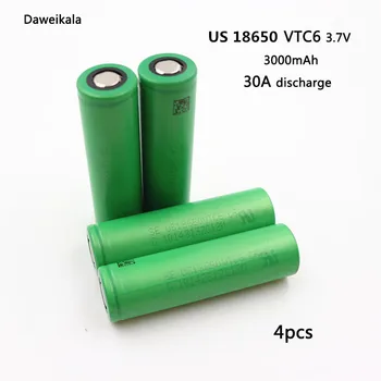 

Daweikala 18650 VTC6 3.7V 3000mAh Li ion rechargeable battery for Electronic Cigarette 18650 VTC6 30A discharge+Free shipping