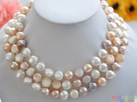 

HOT## Wholesale >>> P4296 50" 15mm WHITE PINK LAVENDER BAROQUE freshwater pearl necklace