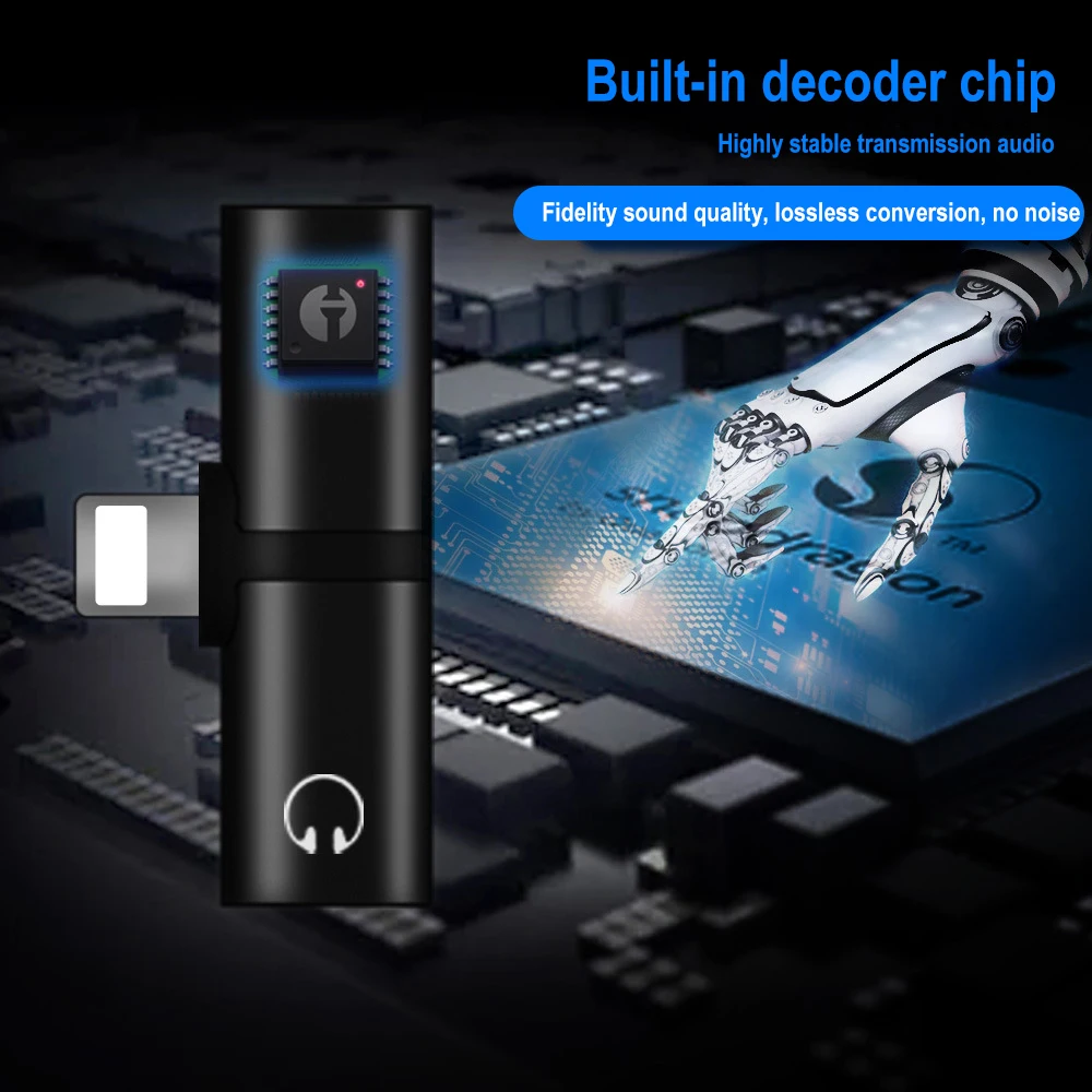 Mobile phone 2 In 1 Dual Ports Headphone Adapter Charger Audio Splitter 1 To 2 Audio/Charging for Iphone X XR XS Max 7 8 Plus