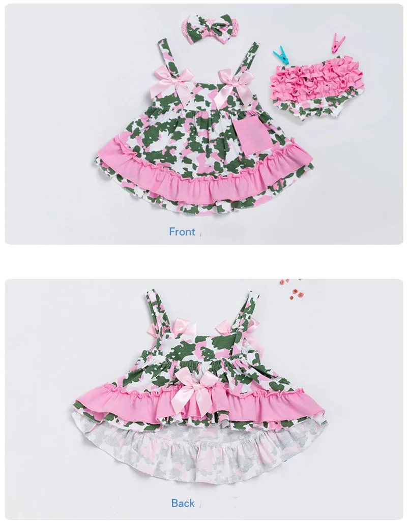NPK 55 см Кукла Одежда с лентой для волос для 22 дюймовых девочек Reborn куклы аксессуары разноцветная юбка одежда очки-детский подарок на Рождество