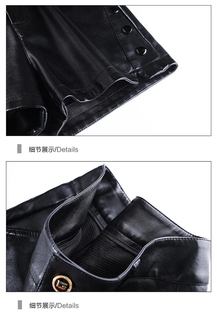 Плюс Размеры PU Искусственная кожа шорты женские черные Шорты с высокой талией в стиле «готический панк» пикантные короткие Pantalon Corto Mujer