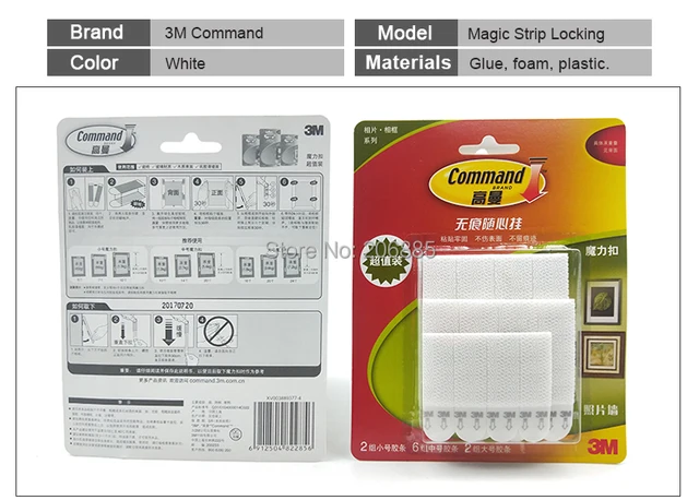 3M Command Picture Hanging Strips, White, M/L - 12 count