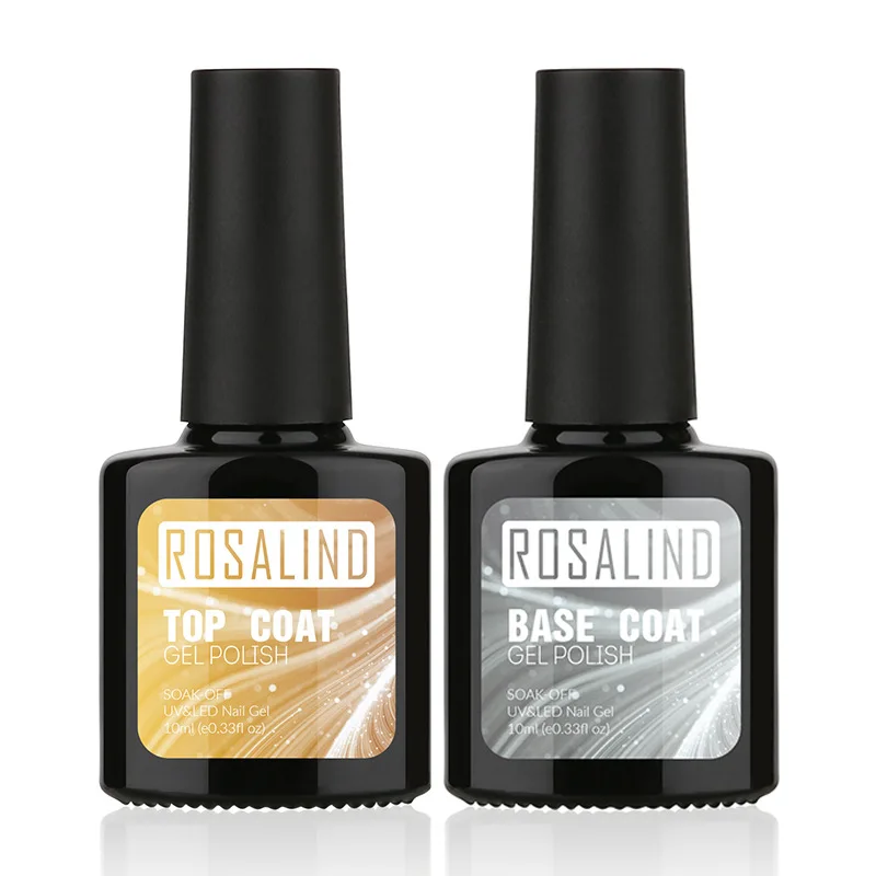 Rosalind 10ML Top Coat Base Coat Gel Nail Polish Black Bottle Gel Nail Art UV LED Soak-Off multi-use Top Base TSLM2