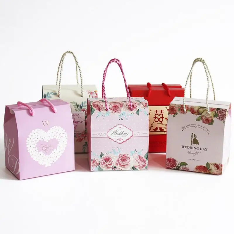 

20pcs/lot Creative Portable Hand Paper Bag Children Birthday Wedding Party Gift Candy Bag Wholesale Wedding Supplies